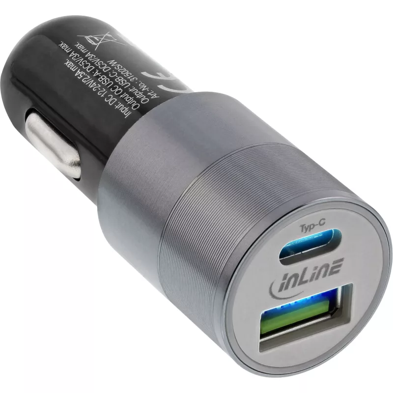 InLine USB-Autoladegerät Netzteil Quick Charge 3.0, schwarz