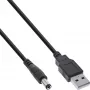 InLine Adapterkabel, USB-A-Stecker auf DC 5,5x2,10mm Stecker, schwarz, 1m