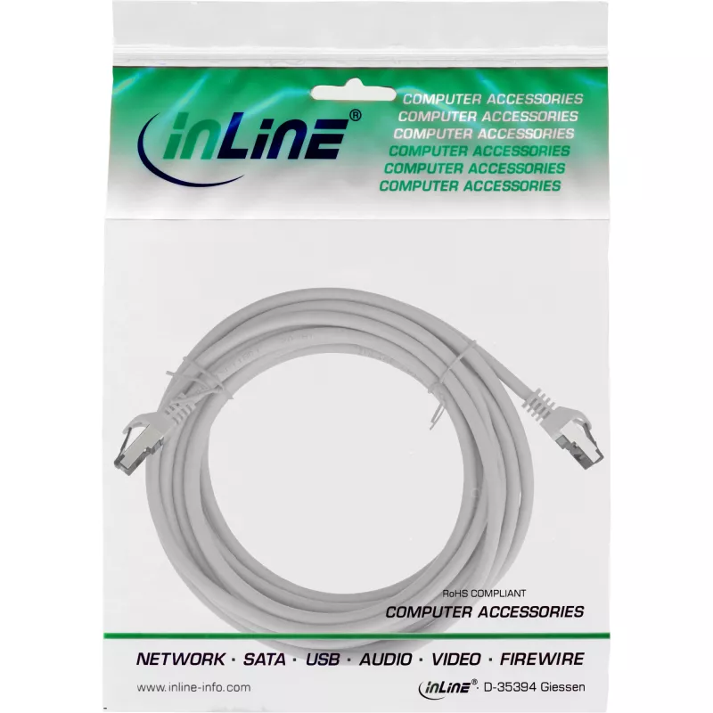 InLine Patchkabel, S/FTP (PiMf), Cat.8.1, 2000MHz, halogenfrei, grau, 5m