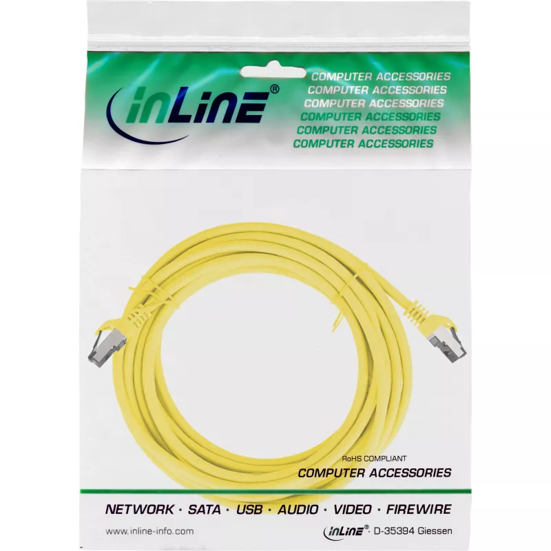 InLine Patchkabel, S/FTP (PiMf), Cat.8.1, 2000MHz, halogenfrei, gelb, 7,5m