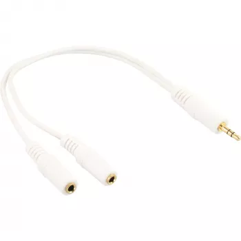 InLine Stereo Y-Kabel 3,5-mm-Klinke M auf 2 x 3,5-mm-Klinke F weiß/gold, 0,1 m