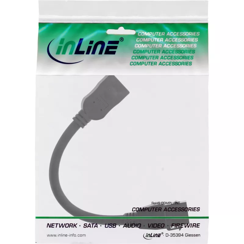 InLine HDMI Keystone Adapterkabel 4K/60Hz, HDMI A Buchse/Buchse, schwarz, 0,2m