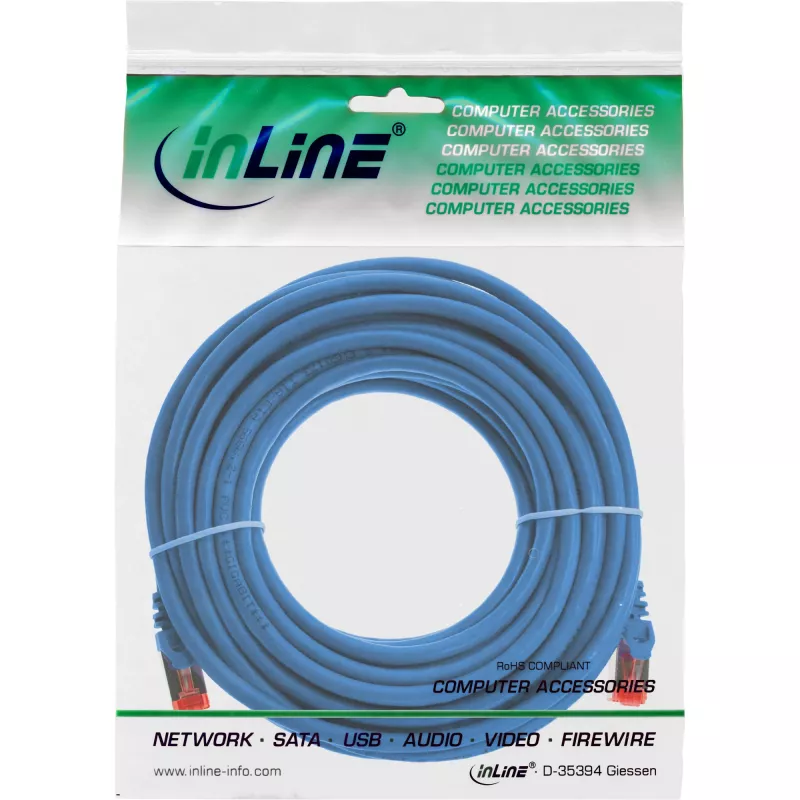 InLine Patchkabel S/FTP PiMF Cat.6 250MHz Kupfer halogenfrei blau 10m