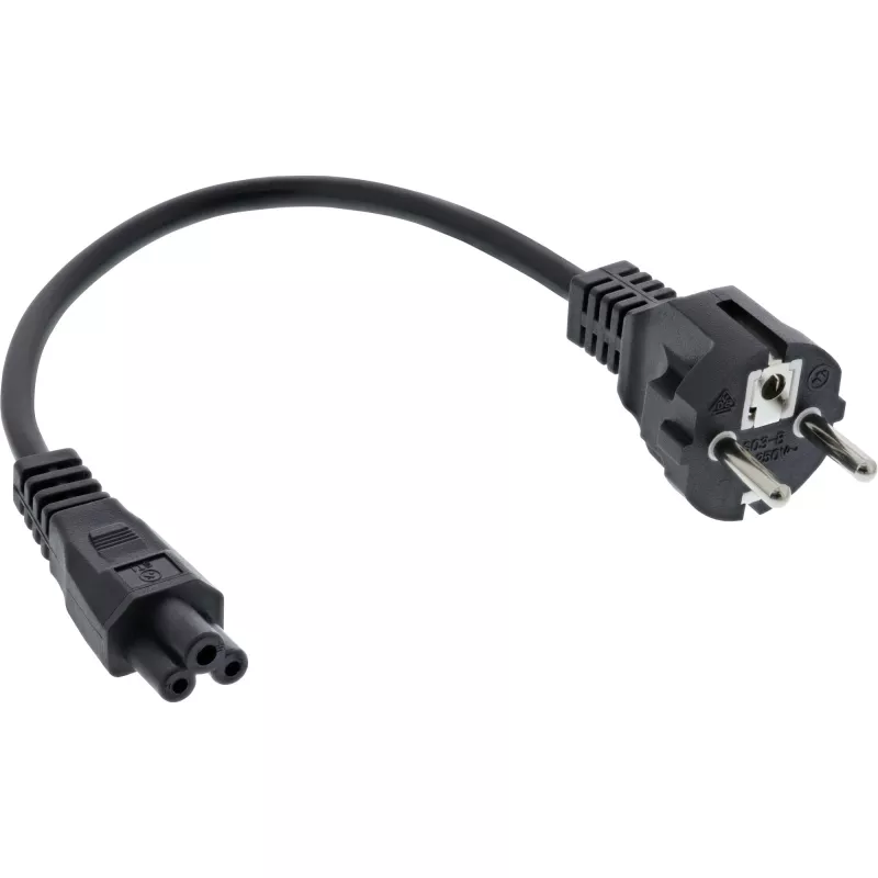 InLine Netzkabel Typ F Deutscher / „Mickey Maus“ Notebookstecker Schwarz 2 m