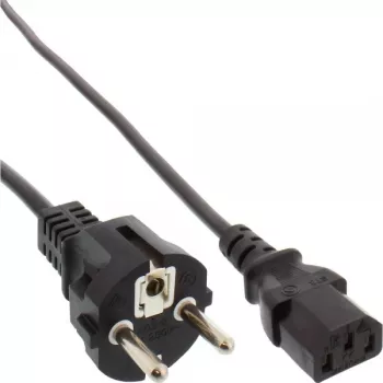 InLine Netzkabel, CEE 7/7 gerade / 3-polig IEC C13 Stecker, schwarz, 1,8 m