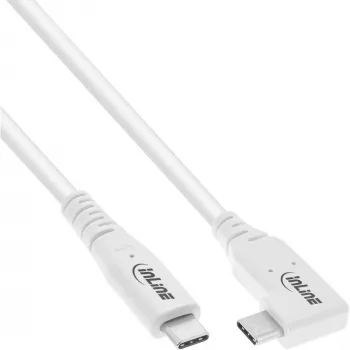 InLine USB4-Kabel, USB-C, einseitig abgewinkelt, PD 240W, 8K60Hz, TPE, weiß, 2m