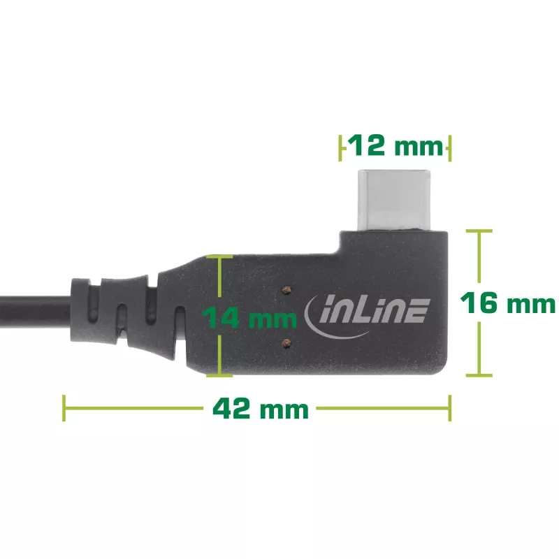 InLine USB4-Kabel, USB-C, einseitig abgewinkelt, PD 240W, 8K60Hz, TPE, schwarz, 2m