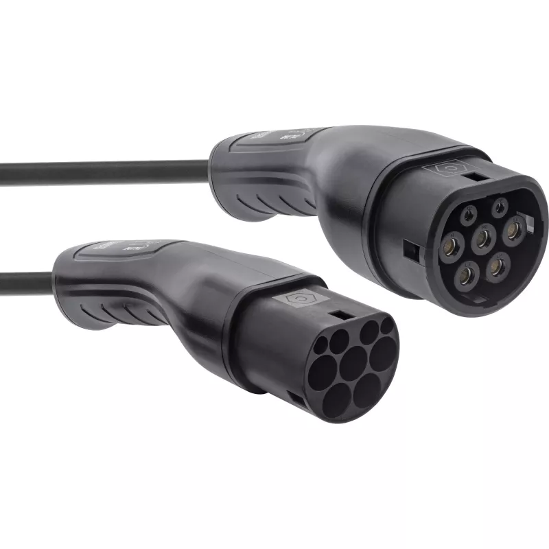 InLine EV Spiralkabel für Elektroautos 22 kW Typ 2, 3-phasig, 5 m