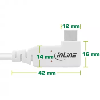 InLine USB4 Kabel, USB-C, einseitig abgewinkelt, PD 240W, 8K60Hz, TPE, weiß, 1,5m