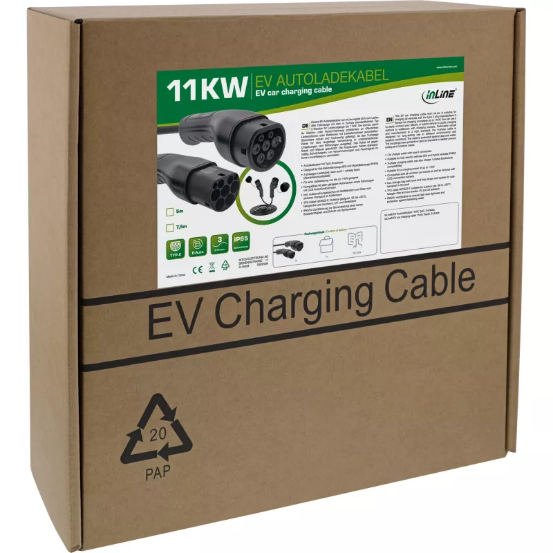 InLine EV-Ladekabel 11kW Typ2, 3-phasig, 7,5m
