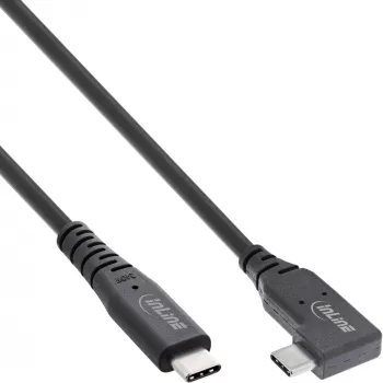 InLine USB4 Kabel, USB-C, einseitig abgewinkelt, PD 240W, 8K60Hz, TPE, schwarz, 1,5 m