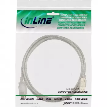 USB 2.0 Verlängerungskabel Typ A M/F InLine 34618 2m Transparent