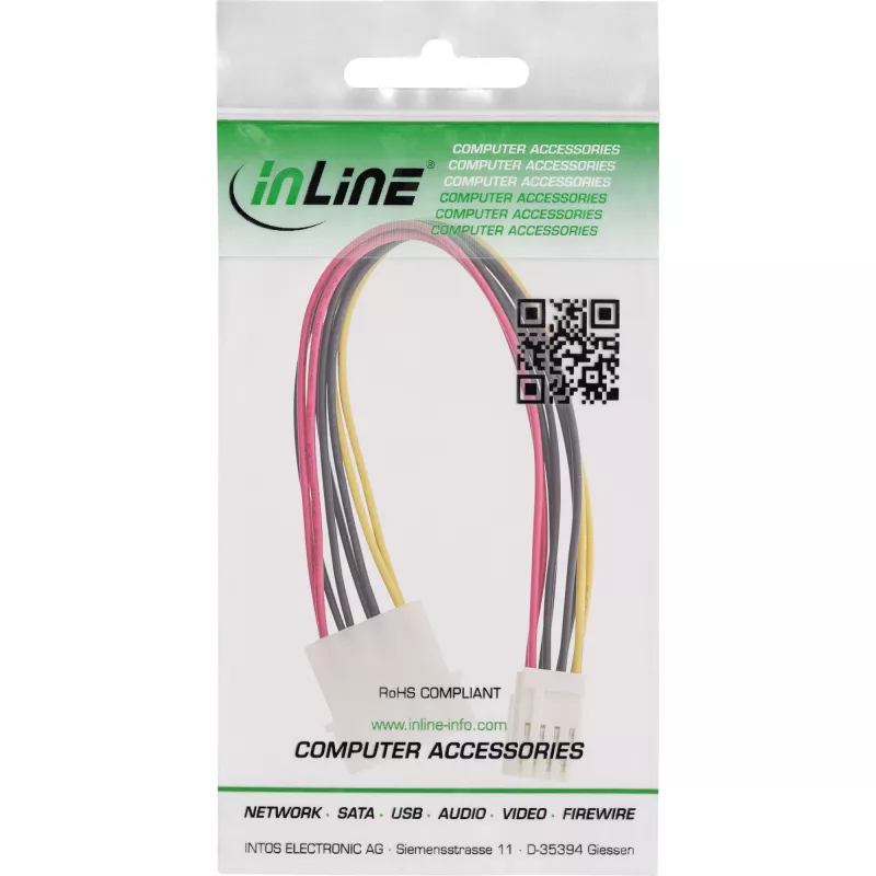 InLine Internes Y-Stromkabel 1x 5,25 Zoll Molex / 2x 3,5 Zoll Floppy 0,20 m
