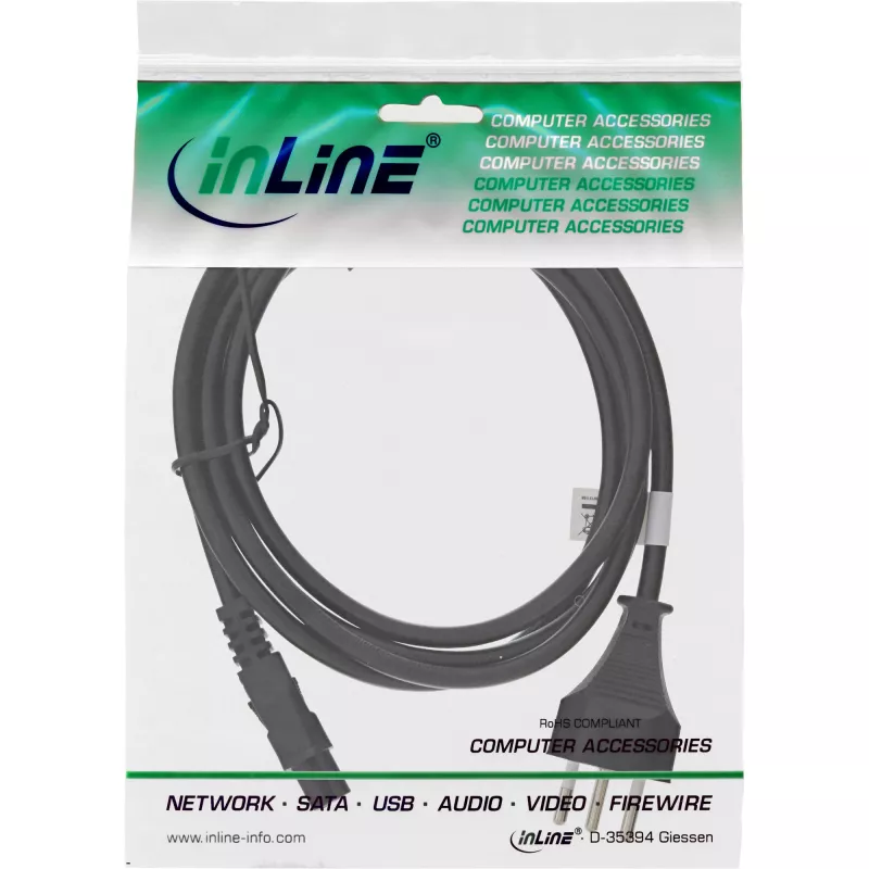 InLine Stromkabel für Notebook Schweiz 3-Pin-Kupplung 2m