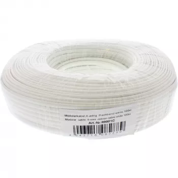 InLine Modular Kabel 4-adriges Flachbandkabel weiß 100m Ring