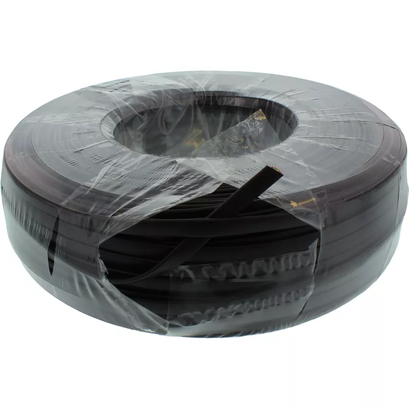 InLine Modulares Kabel 6-adriges Flachbandkabel schwarz 100m Ring