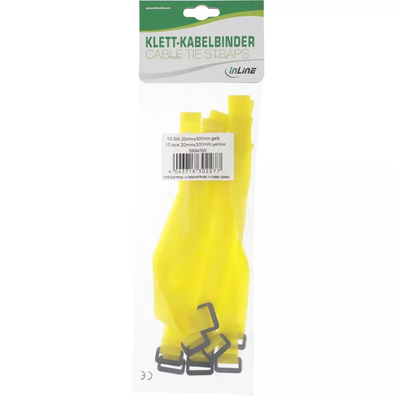 InLine Kabelbinder Klettverschluss 20 x 200 mm 10 Stk. gelb