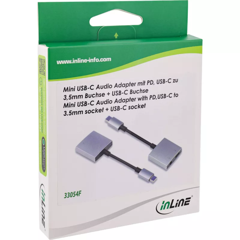 InLine USB-C Audio-Adapterkabel, USB-C auf 3,5-mm-Klinke + PD 30 W