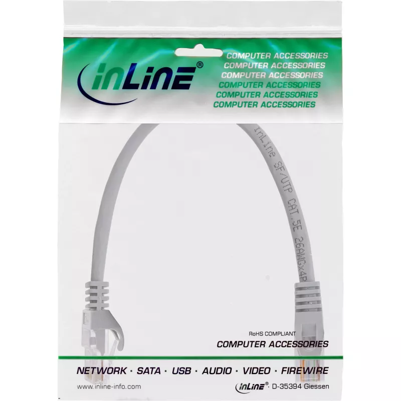InLine Patchkabel U/UTP Cat.5e grau 0,3 m