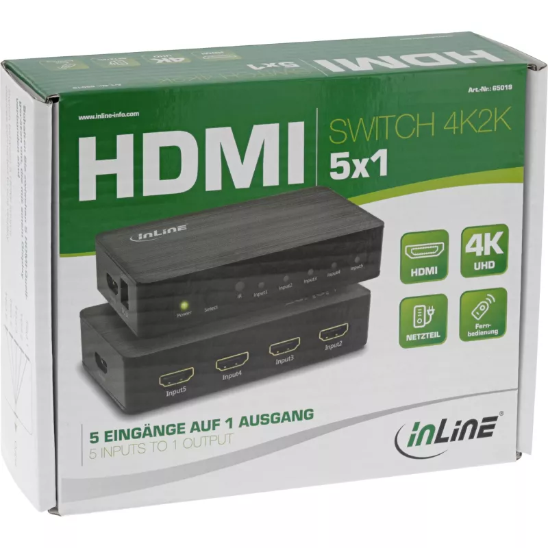 InLine HDMI Switch 5-Port 4K2K@60Hz HDCP 2.2 Schwarz