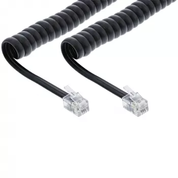 Telefon-Spiralkabel InLine RJ10 4P4C 18893 2m schwarz
