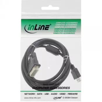 InLine HDMI-DVI Kabel 19 Pin Stecker / 18+1 Stecker + Ferritkern schwarz 1,8 m