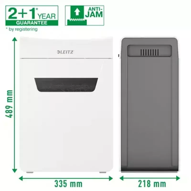 Aktenvernichter LEITZ IQ Protect Premium 6M P5 – Mikroschnitt, 18 L, Touch-Steuerung, 351×204×355 mm