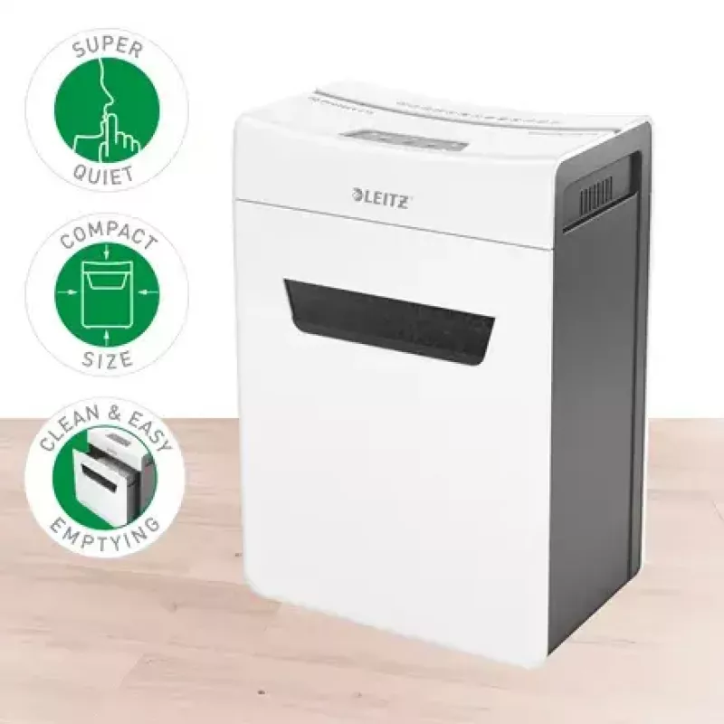 Aktenvernichter LEITZ IQ Protect Premium 6M P5 – Mikroschnitt, 18 L, Touch-Steuerung, 351×204×355 mm
