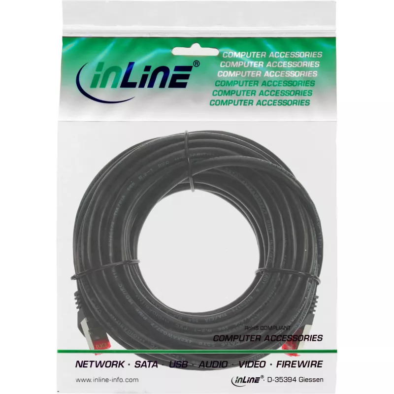 InLine Patchkabel S/FTP PiMF Cat.6 250MHz PVC CCA schwarz 10m