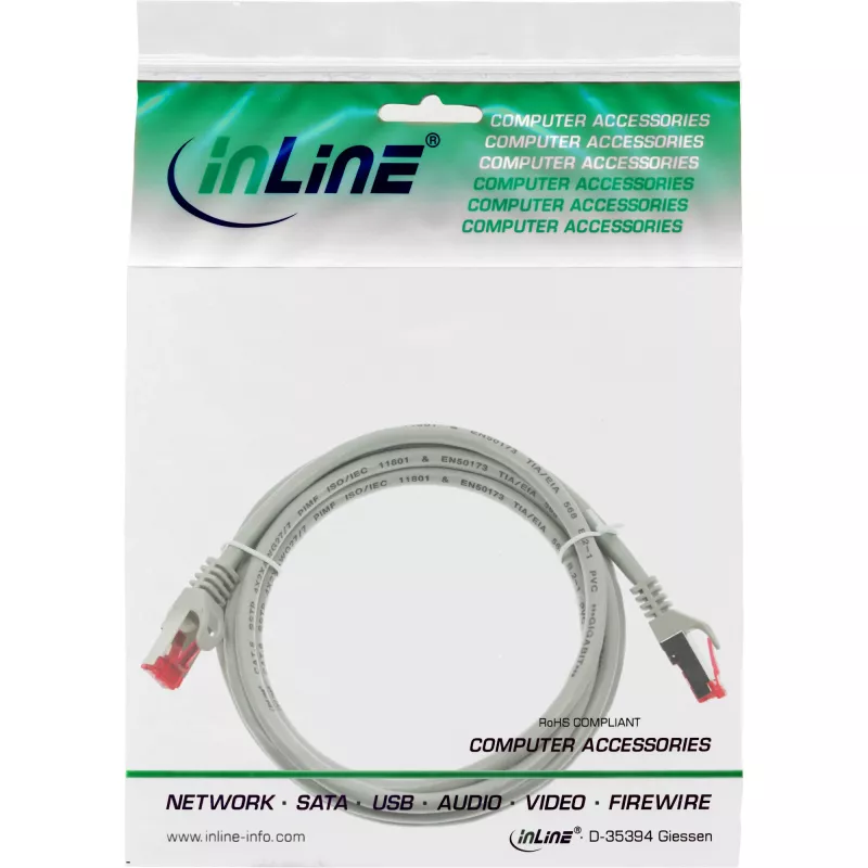 InLine Patchkabel S/FTP PiMF Cat.6 250MHz PVC CCA grau 1,5m