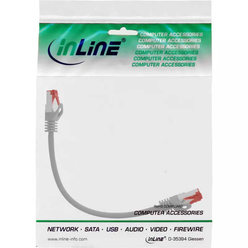 InLine Patchkabel S/FTP PiMF Cat.6 250MHz PVC CCA grau 0,25m