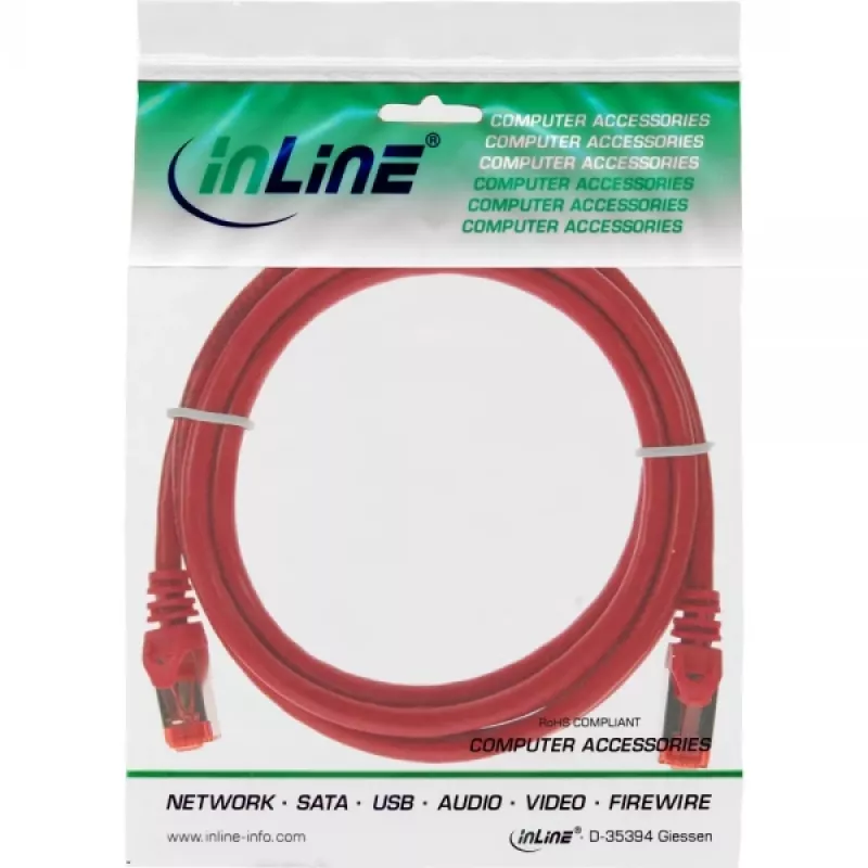 InLine Patchkabel S/FTP PiMF Cat.6 250MHz PVC CCA rot 0,5m
