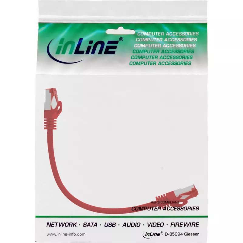 InLine Patchkabel S/FTP PiMF Cat.6 250MHz PVC CCA rot 0,25m