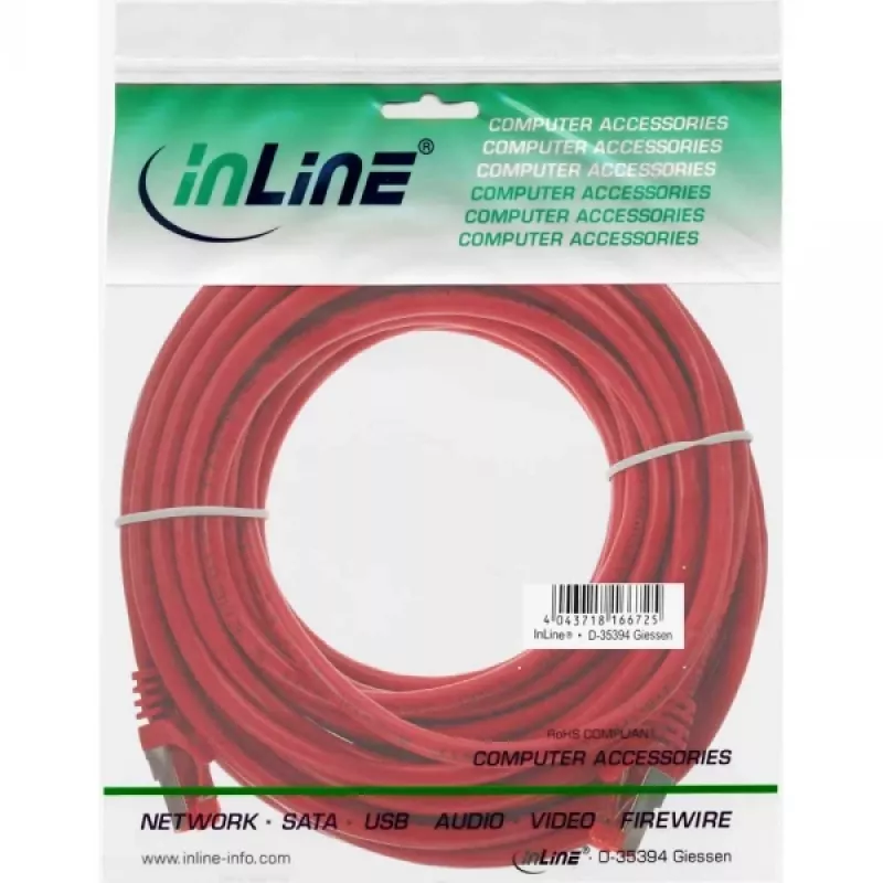 InLine Patchkabel S/FTP PiMF Cat.6 250MHz PVC CCA rot 10m