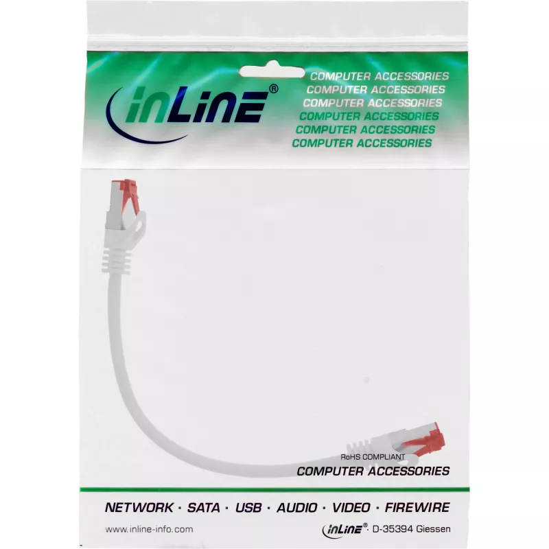 InLine Patchkabel S/FTP PiMF Cat.6 250MHz PVC CCA weiß 0,25 m