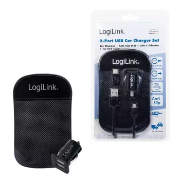 Ladegerät für Mobilgeräte LogiLink PA0204 Universal Schwarz Zigarettenanzünder Indoor 12/24 V 2,1 A