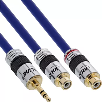 InLine Audio Kabel Premium 2x RCA female / 3.5mm male gold plated 0.25m