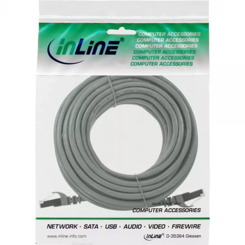 InLine Patchkabel U/UTP Cat.5e AWG26 grau 10m