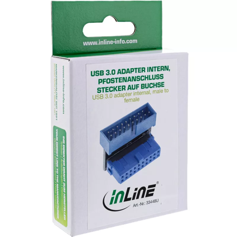 InLine USB 3.0 Adapter intern, Stecker-/Buchsen-Postverbindung, abgewinkelt nach unten
