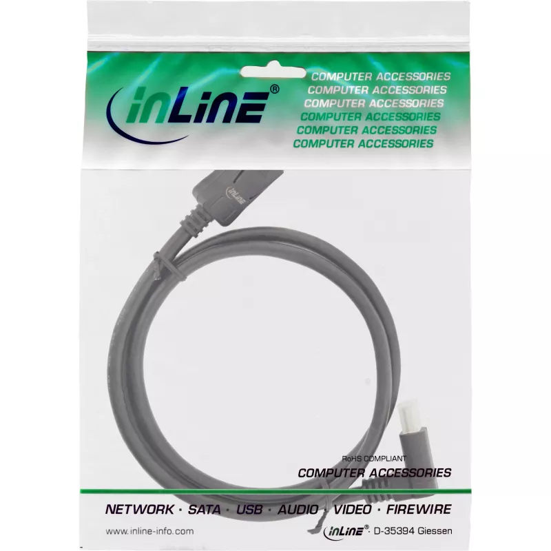 InLine DisplayPort-1.4-Kabel, 8K4K, abgewinkelt, Schwarz/Gold, 5 m