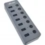 InLine USB 3.2 Gen.1 Hub, 7-Port, mit Schalter, Aluminium, grau, mit Netzteil