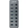 InLine USB 3.2 Gen.1 Hub, 7-Port, mit Schalter, Aluminium, grau, mit Netzteil
