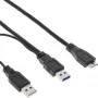 InLine USB 3.2 Gen.1 Y-Kabel 2x Typ-A-Stecker / Mikro-B-Stecker, schwarz, 1,5m