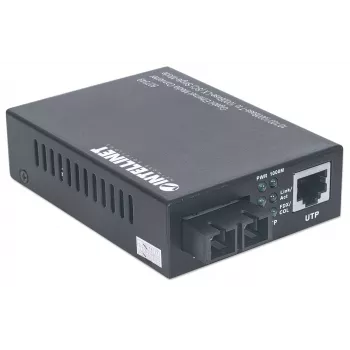Intellinet Gigabit Ethernet Single Mode Medienkonverter, 10/100/1000Base-T zu 1000Base-Lx (SC) Single-Mode, 20 km