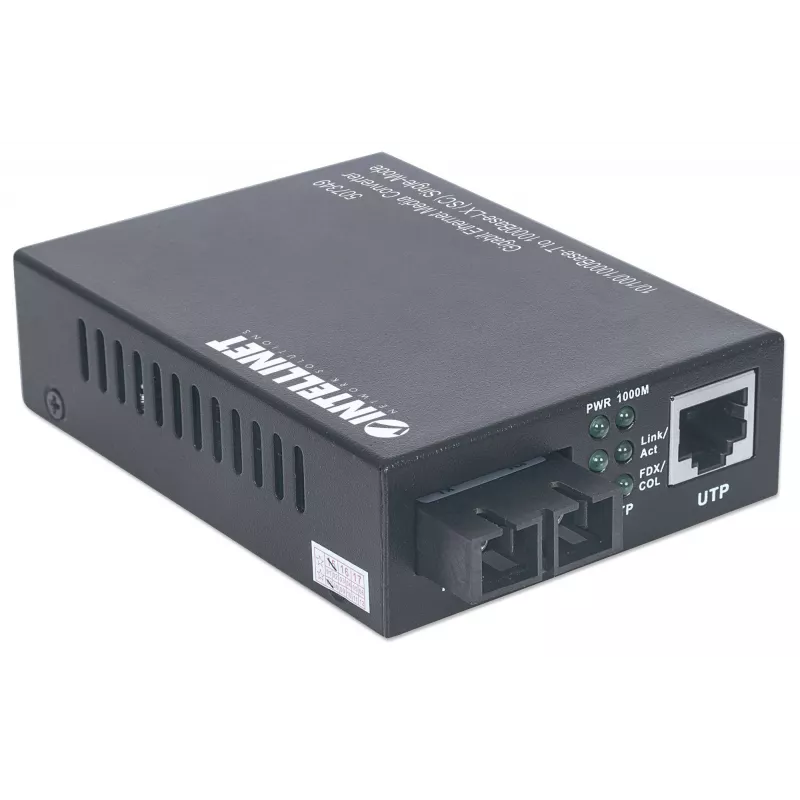 Intellinet Gigabit Ethernet Single Mode Medienkonverter, 10/100/1000Base-T zu 1000Base-Lx (SC) Single-Mode, 20 km