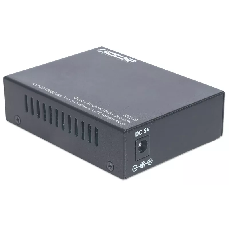 Intellinet Gigabit Ethernet Single Mode Medienkonverter, 10/100/1000Base-T zu 1000Base-Lx (SC) Single-Mode, 20 km