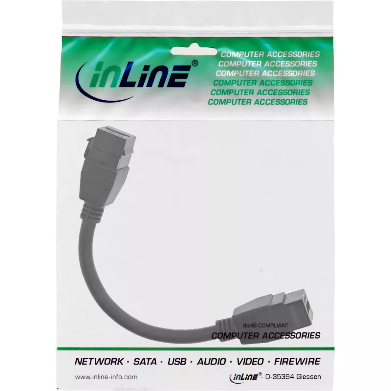 InLine HDMI 2-fach Keystone Kabel 4K/60Hz, HDMI A Buchse/Buchse, schwarz, 0,2 m