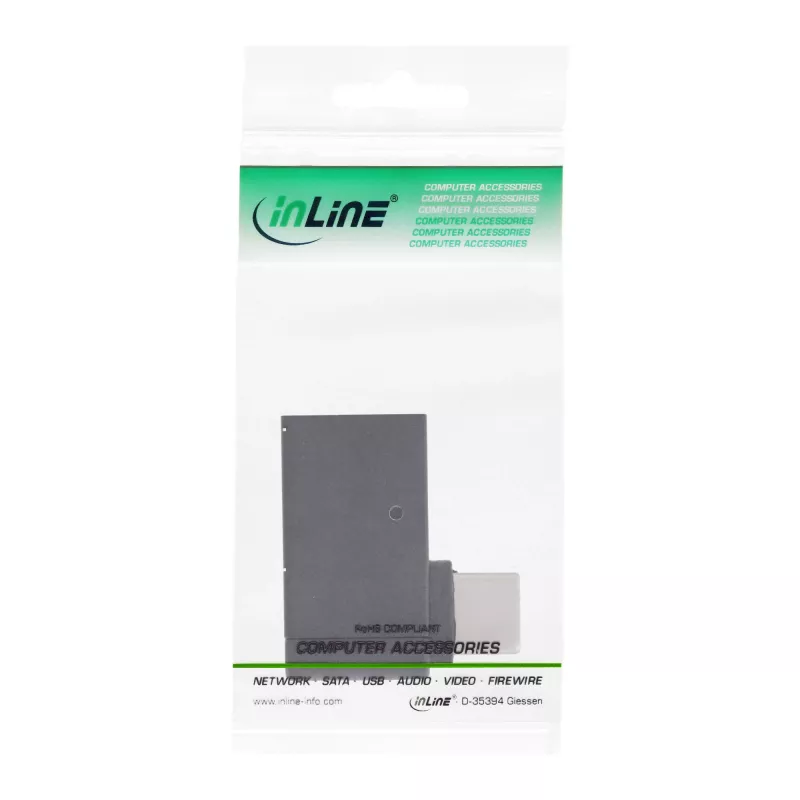 InLine USB 3.2 Gen.2 Adapter, USB-C Stecker auf USB-A Buchse gewinkelt 90° OTG