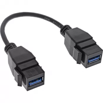 InLine USB 3.2 Gen1 2x Keystone-Adapterkabel, 2x USB A Keystone-Buchse, 0,2m