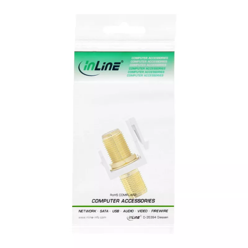 InLine Keystone Einbauadapter, für Satellitenkabel, 2x F-Buchsen, weiß
